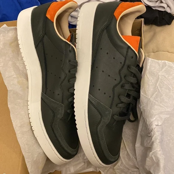 Adidas Supercourt Legend Earth Dark Green Orange EF9182 Tennis Sneaker - Picture 9 of 15